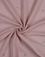 Double Gauze Katoen Sterren Poeder Roze, Hobby en Vrije tijd, Stoffen en Lappen, Nieuw, Roze