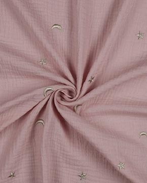 Double Gauze Katoen Sterren Poeder Roze, Hobby en Vrije tijd, Stoffen en Lappen, Roze, Nieuw