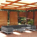 vidaXL 11-delige Loungeset met kussens grenenhout grijs, Tuin en Terras, Verzenden, Nieuw, Meer dan 8 zitplaatsen, Loungeset