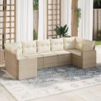 vidaXL 7-delige Loungeset met kussens poly rattan beige, Tuin en Terras, Tuinsets en Loungesets, Nieuw, Loungeset, 7 zitplaatsen