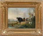 Italian school (XVIII-XIX) - Landscape with cows, goats, and, Antiek en Kunst