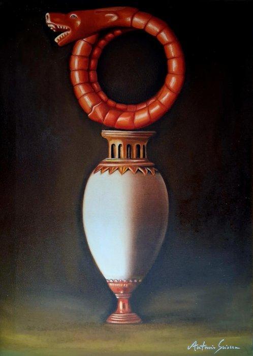 Antonio Sciacca (1957) - Anfora con drago, Antiek en Kunst, Kunst | Schilderijen | Klassiek