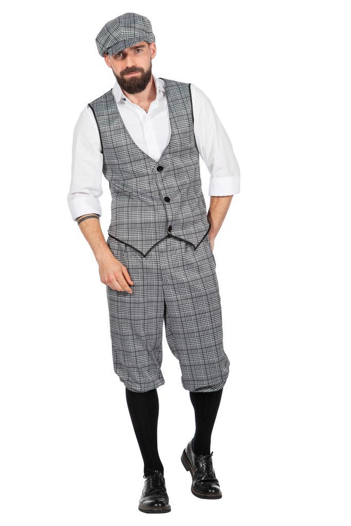Jaren 20 Kostuum Geruit Grijs, Kleding | Heren, Carnavalskleding en Feestkleding, Nieuw, Verzenden