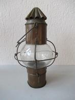 Lamp - Antieke scheepslamp met brander - koper en glas