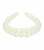 Haarband Diadeem Statement Parel Kralen Velvet Wit, Nieuw