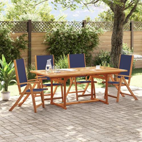 vidaXL 5-delige Tuinset massief acaciahout en textileen, Tuin en Terras, Tuinsets en Loungesets, Tuinset, Nieuw, 4 zitplaatsen