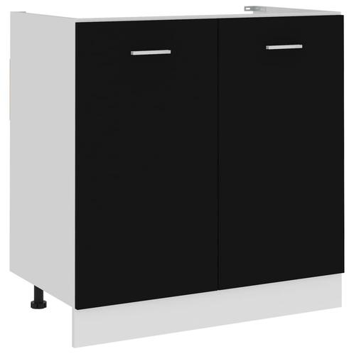 vidaXL Wastafelonderkast Lyon 80x46x81,5 cm bewerkt hout, Huis en Inrichting, Keuken | Keukenelementen, Zwart, Nieuw, Verzenden