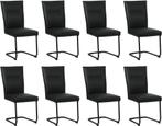 Set van 8 Zwarte leren   - poot rond zwart - Toledo Leer Ner, Nieuw, Vijf, Zes of meer stoelen, Modern, Leer