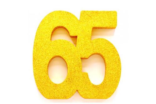 Goud Tafeldecoratie Cijfer 65 Glitter 20,5cm, Hobby en Vrije tijd, Feestartikelen, Nieuw, Verzenden