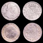 Spanje. Carlos III y Carlos IV. Lote de dos (2) monedas de 2, Postzegels en Munten, Munten | Europa | Niet-Euromunten