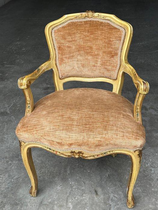Fauteuil - Hout, Textiel - Venetiaanse fauteuil, Antiek en Kunst, Antiek | Overige Antiek