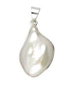 Zilveren Mother of pearl vrije vorm ruw kettinghanger, Verzenden, Nieuw