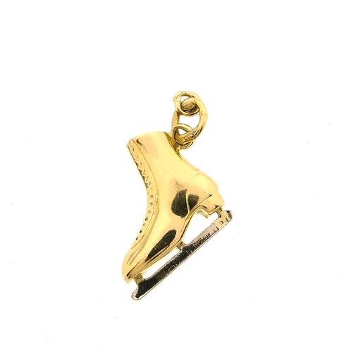 Bicolor gouden hanger van een schaats (kettinghanger), Sieraden, Tassen en Uiterlijk, Bedels, Gebruikt, Overige merken, Goud, Ophalen of Verzenden