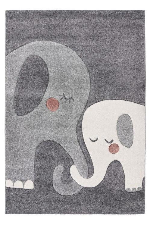 Kindervloerkleed | Happy | Olifant | Zilver | 80x150 cm, Huis en Inrichting, Stoffering | Tapijten en Kleden, Verzenden