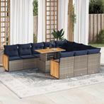 vidaXL 11-delige Loungeset met kussens poly rattan acacia, Tuin en Terras, Tuinsets en Loungesets, Verzenden, Nieuw, Rotan, Loungeset