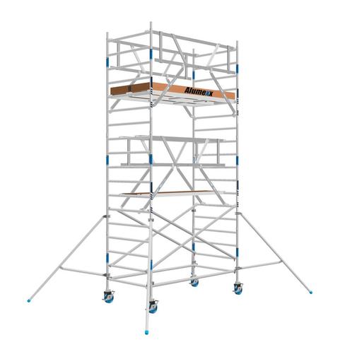 Basic rolsteiger 135 x 6,2m WH AGS-voorloopleuning Dubbel, Doe-het-zelf en Verbouw, Steigers, Rolsteiger of Kamersteiger, Nieuw
