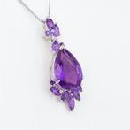 Zonder Minimumprijs - Halsketting Zilver Amethist, Sieraden, Tassen en Uiterlijk, Kettingen, Nieuw