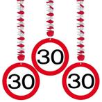 Hangdecoratie 30 Jaar Verkeersbord 75cm 3st, Verzenden, Nieuw