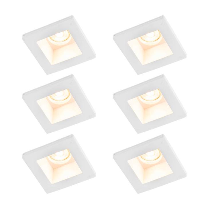 Set van 6 Inbouwspot wit 12cm vierkant - Gypsy Stucco, Huis en Inrichting, Lampen | Spots, Nieuw