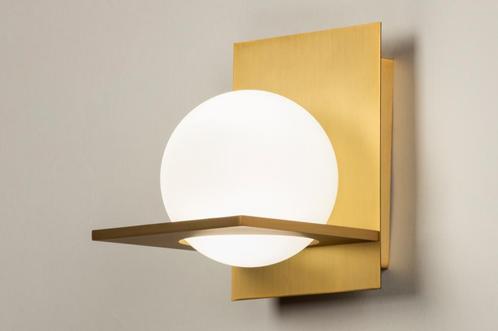 Rietveld Wandlampen - Wit, Goud - Glas, Huis en Inrichting, Lampen | Wandlampen, Verzenden