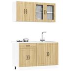 vidaXL 4-delige Keukenkastenset Lucca bewerkt hout sonoma, Huis en Inrichting, Keuken | Keukenelementen, Verzenden, Nieuw, Bruin