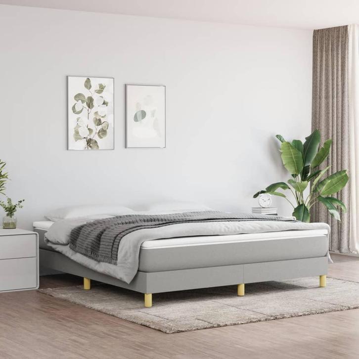 vidaXL Boxspring bed stof lichtgrijs 180x200 cm, Huis en Inrichting, Slaapkamer | Bedden, 80 cm, 200 cm, Grijs, Eenpersoons, Nieuw