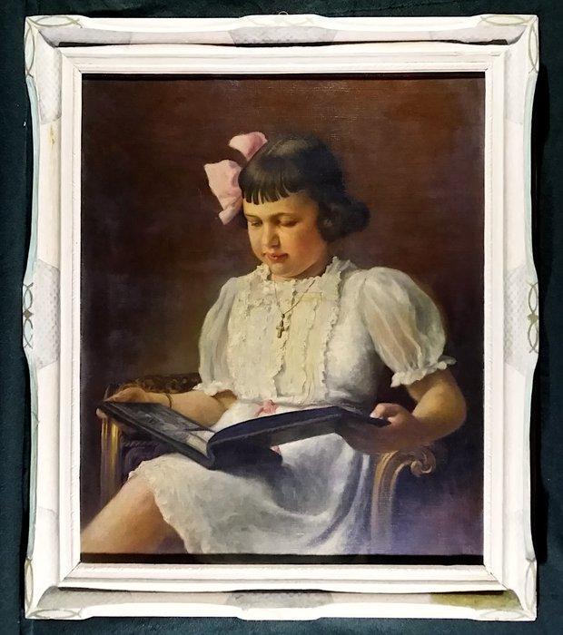 Oostenrijkse school (XX) - Ritratto di fanciulla, Antiek en Kunst, Kunst | Schilderijen | Klassiek