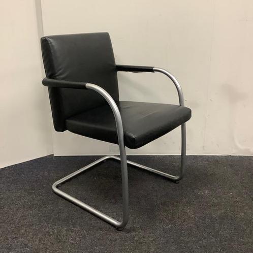 Vitra Visasoft Visavis vergaderstoelen, zwart leder - metaal, Huis en Inrichting, Stoelen, Eén, Zwart, Gebruikt, Leer, Ophalen of Verzenden