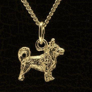 Gouden Vastgotaspets Zweedse Valhund met staart ketting h..., Sieraden, Tassen en Uiterlijk, Kettinghangers, Verzenden