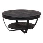 Salontafel Mangohout Rond Maeve 90 Zwart, Huis en Inrichting, Tafels | Salontafels, Verzenden, Rond, Nieuw, Industriële meubels
