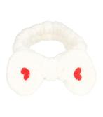 Haarband Make-Up 5cm - Beauty – Fluffy Strik – Hartjes - Wit, Nieuw