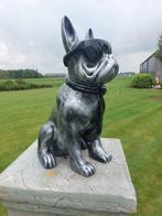 Beeld, funny dog with sunglasses in silver bronze color - 60, Antiek en Kunst