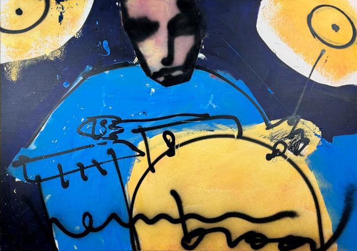 Herman Brood | Origineel Schilderij: De Drummer, Antiek en Kunst, Kunst | Schilderijen | Modern, Ophalen of Verzenden