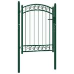 vidaXL Poort met gebogen bovenkant 100x125 cm staal groen, Verzenden, Nieuw
