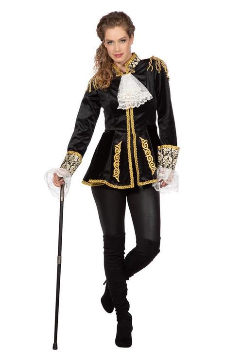 Markiezin Jas Zwart Goud Dames, Kleding | Dames, Carnavalskleding en Feestkleding, Nieuw, Verzenden