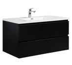 Badkamermeubel Set Angela 100cm Mat Zwart Badmeubel, Huis en Inrichting, Badkamer | Badkamermeubels, Verzenden, Nieuw, Wastafelkast