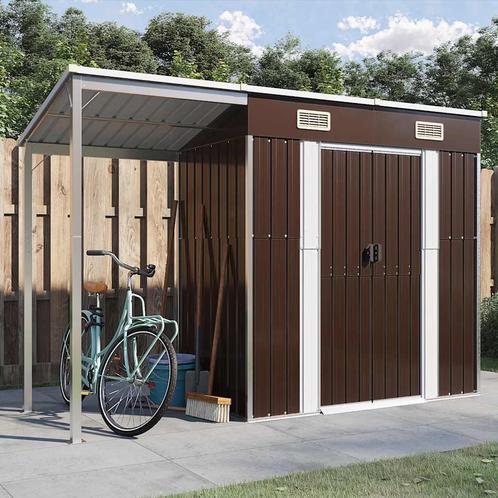 vidaXL Tuinschuur met verlengd dak 277x107x181 cm staal, Tuin en Terras, Tuinhuizen, Nieuw, Verzenden