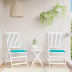 vidaXL Tuinstoelkussens 2 st 40x40x4 cm stof turquoise, Huis en Inrichting, Woonaccessoires | Kussens, Verzenden, Nieuw