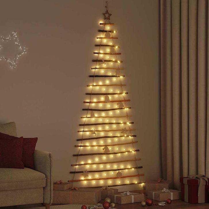 vidaXL Kerstboom met 130 LED Naturel 210 cm massief, Diversen, Kerst, Nieuw, Verzenden