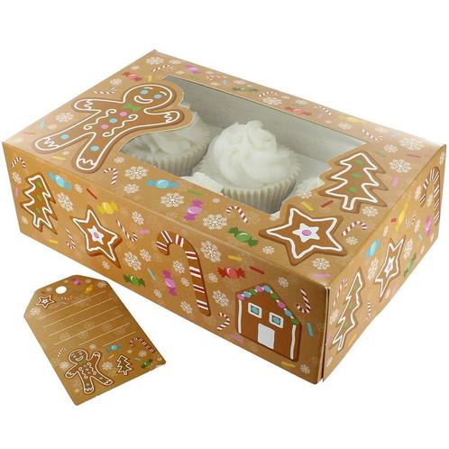 Culpitt Cupcake Doosje 6/12 Gingerbread(tray-venster) 20st., Hobby en Vrije tijd, Taarten en Cupcakes maken, Nieuw, Verzenden