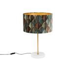 Tafellamp messing met velours lampenkap blad dessin met, Huis en Inrichting, Lampen | Tafellampen, Nieuw, Klassiek / Antiek, 50 tot 75 cm