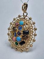 Hanger - 19.2 kt. Geel goud Gemengde edelstenen - oude, Sieraden, Tassen en Uiterlijk, Antieke sieraden