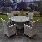 Capri Riccione dining tuinset 110 cm rond 5-delig wit, Ophalen of Verzenden, Nieuw, Wicker