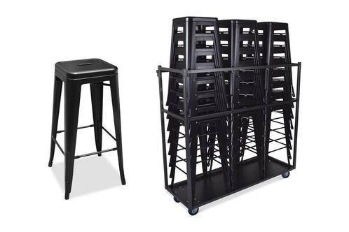 Supercombi - 24x barkruk hamburg zwart + trolley, Huis en Inrichting, Barkrukken, Kunststof, Ophalen of Verzenden