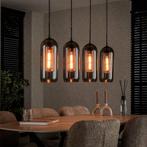 *WOONWINKEL* Hanglamp Rookglas En Geperforeerd Staal, Huis en Inrichting, Lampen | Hanglampen, Verzenden, Nieuw