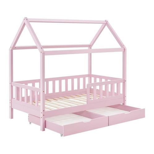 Kinderbed Marli - 90 x 200 cm - Roze - Incl. bedlades, Kinderen en Baby's, Kinderkamer | Bedden, 180 cm of meer, Nieuw, 85 tot 100 cm