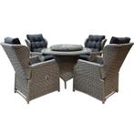 Ibiza Riccione dining tuinset 110 cm rond 6-delig grijs, Ophalen of Verzenden, Nieuw, Wicker