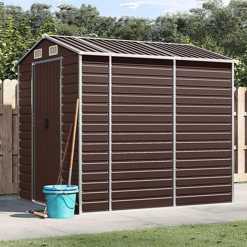 vidaXL Tuinschuur 191x215x198 cm gegalvaniseerd staal bruin, Tuin en Terras, Tuinhuizen, Nieuw, Verzenden