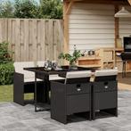 vidaXL 5-delige Tuinset met kussens poly rattan zwart, Tuin en Terras, 4 zitplaatsen, Nieuw, Tuinset, Verzenden