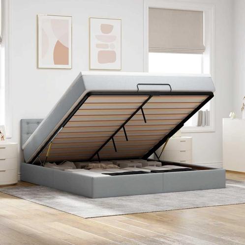 vidaXL Bed met matras 160x200 cm stof lichtgrijs, Huis en Inrichting, Slaapkamer | Bedden, 160 cm, 200 cm, Grijs, Tweepersoons